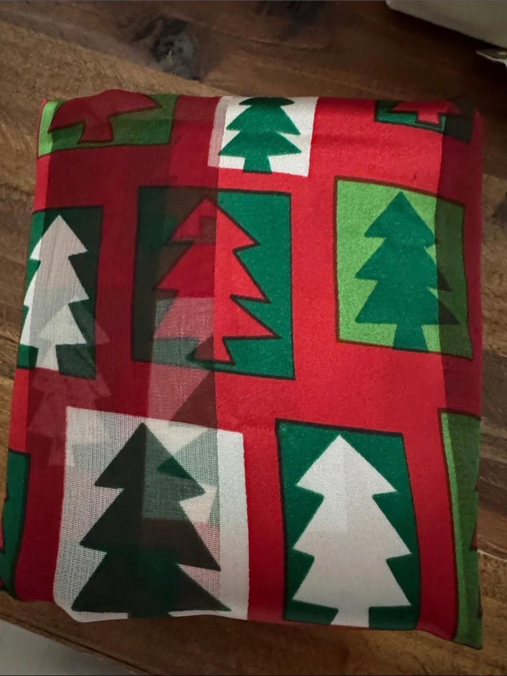 Festive Silk Red and Green Holiday Tree Scarf
